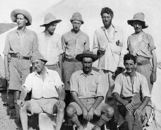 Eight officers of 14 Sqn RFC, 'C' Flight of The Arabian Detachment in 1917 in the Hejaz