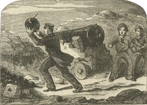 William Peel, Captain, throwing a live shell over the parapet